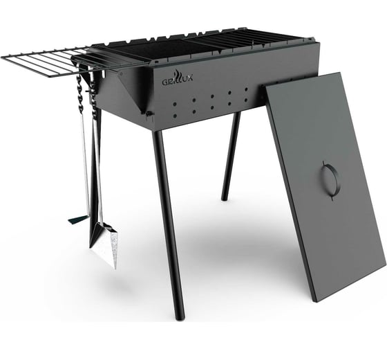 Изображение товара Стационарный мангал с откидными решетками и крышкой GRILLUX Praktika BLACK ВЗР1255БМ-01