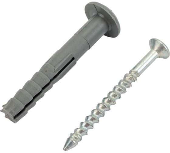 Изображение товара Дюбель-гвоздь KRANZ грибовидный бортик, 6x40, полипропилен, 100 шт. KR-02-3621-001