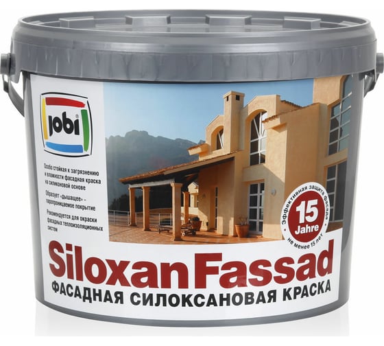 Изображение товара Краска фасадная силоксановая JOBI SILOXANFASSAD 10 л 17404