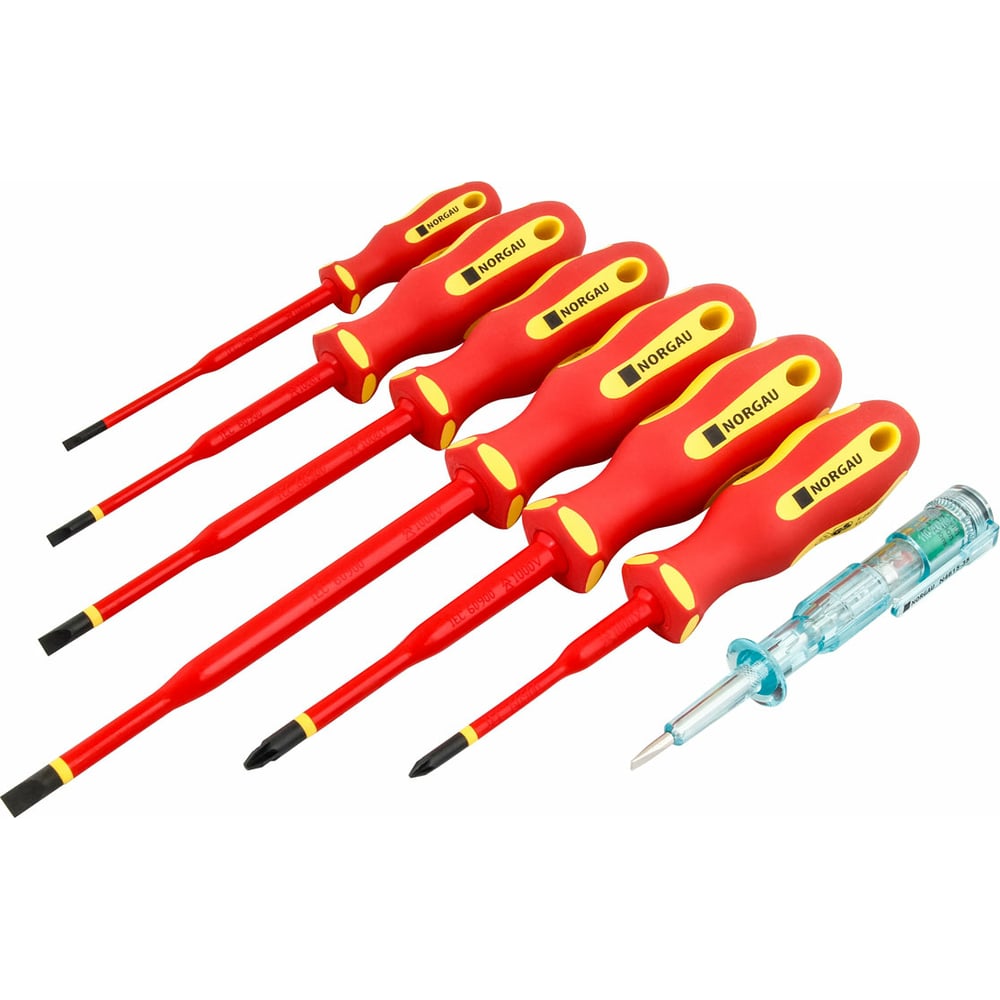 Изображение товара Набор диэлектрических отверток NORGAU 7 предметов с PZ и SL типами