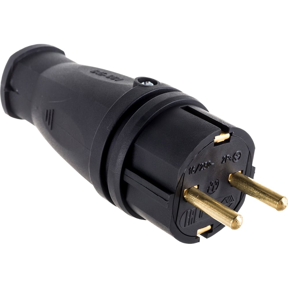 Изображение товара Каучуковая вилка ЭРА VX10-B-IP44 с заземлением 16А IP44 черная