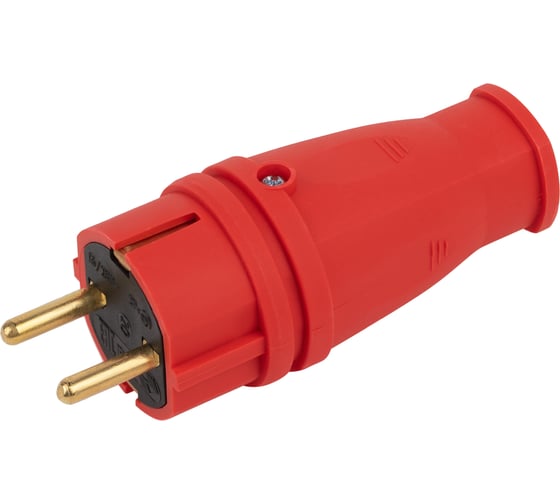 Изображение товара Каучуковая вилка ЭРА с заземлением VX10-R-IP44 16А IP44 прямая красная, Б0055415