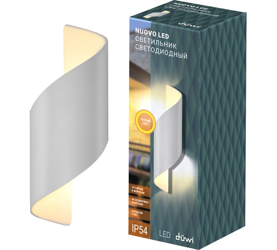 Изображение товара Настенный накладной светильник duwi Nuovo LED, 10Вт, 3000К, IP54, 280х100х100мм, литой алюминий, белый 24332 8