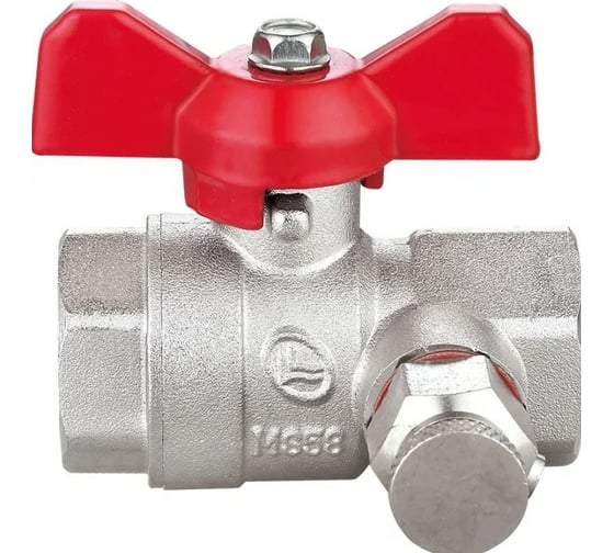 Изображение товара Шаровой Кран DOUBLE-LIN латунный резьбовой, бабочка, с дренажем ВР/ВР 1" LL1066 (1")