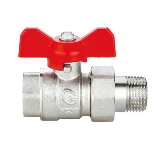 Изображение товара Шаровой Кран DOUBLE-LIN латунный резьбовой, бабочка, со сгоном (американка) НР/ВР 1/2" LL1569 (1/2")