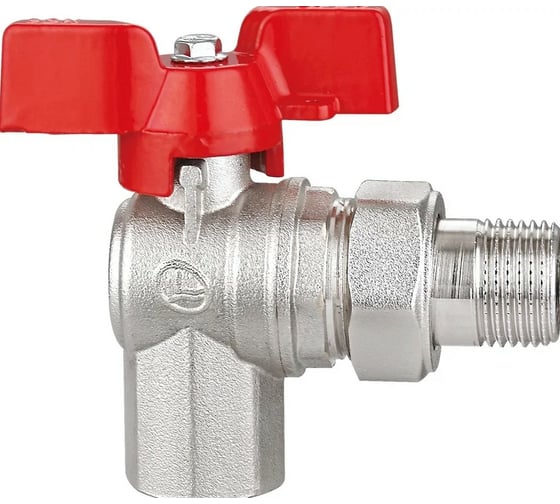 Изображение товара Шаровой Кран DOUBLE-LIN латунный бабочка, со сгоном (американка, угловой НР/ВР 1/2" LL1516 (1/2")