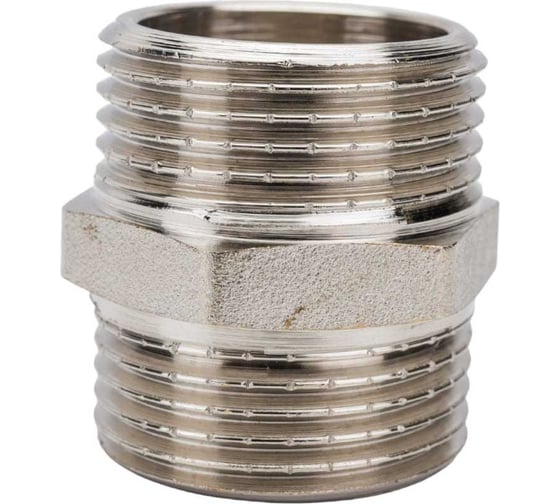 Изображение товара Ниппель резьбовой DOUBLE-LIN латунный никелированный Н/Н 1/2" LL6020 (1/2")