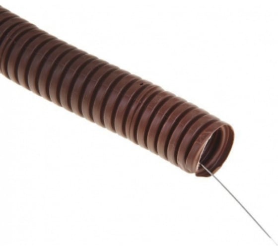 Изображение товара Легкая гофротруба ПВХ Урал ПАК с протяжкой под темное дерево-20 мм (25), м ГФ-9104120-025
