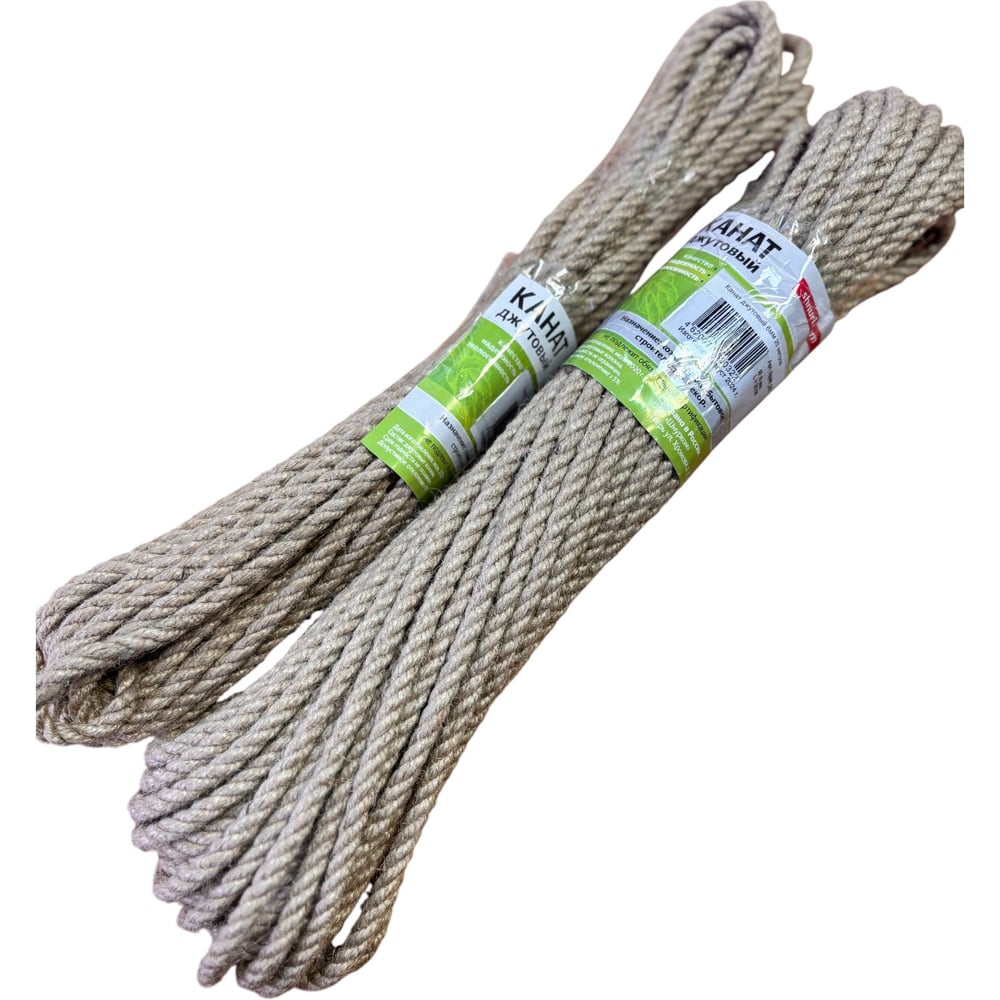 Изображение товара Джутовая веревка Шнурком 10 мм 20 м для хозяйственных и бытовых целей