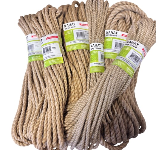 Изображение товара Веревка джутовая Шнурком, 6мм 20м, Кдж6_20 Кдж6М20м