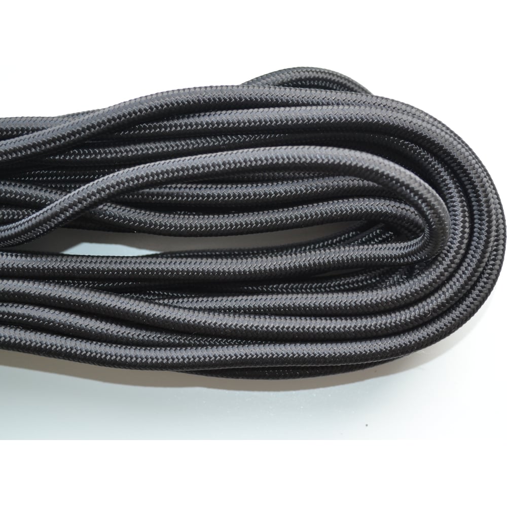 Изображение товара Плетеный шнур Шнурком с сердечником 10 мм высокопрочный 100 метров черный 10В810_100_310