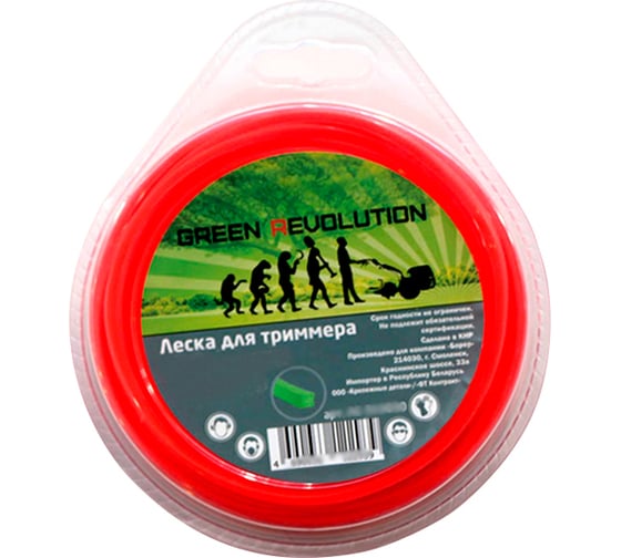 Изображение товара Леска для триммера 3.0 мм, 15 м, квадрат 100% нейлон GREEN REVOLUTION ЛС-315030