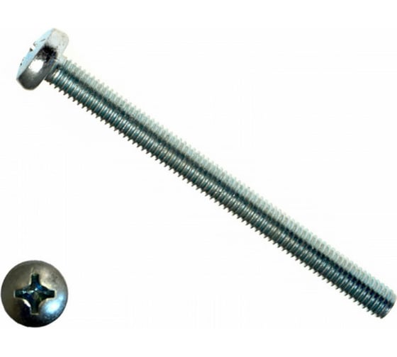 Изображение товара Винт КРЕП-КОМП DIN 7985, полуцилиндрическая головка, цинк, 3x50, 10000 шт. вц350