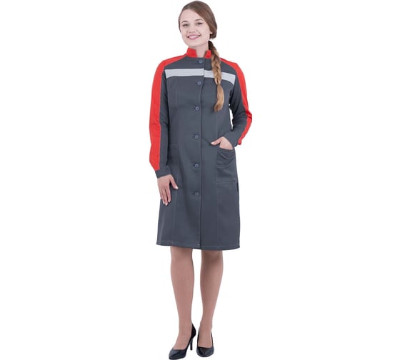 Изображение товара Летний женский халат ГК Спецобъединение РОУД, серый-красный Хал 745/120/158