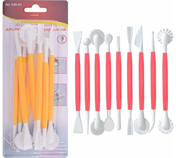 Изображение товара Набор инструментов для кондитерских украшений МУЛЬТИДОМ Стеки 9 шт 3 цвета VL80-321