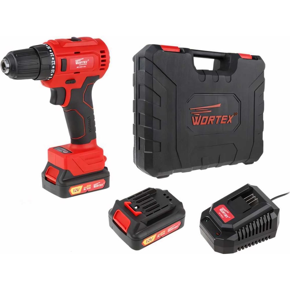 Изображение товара Аккумуляторная дрель-шуруповерт WORTEX BD 1220-1 DLi 12 В бесщеточный мощный инструмент