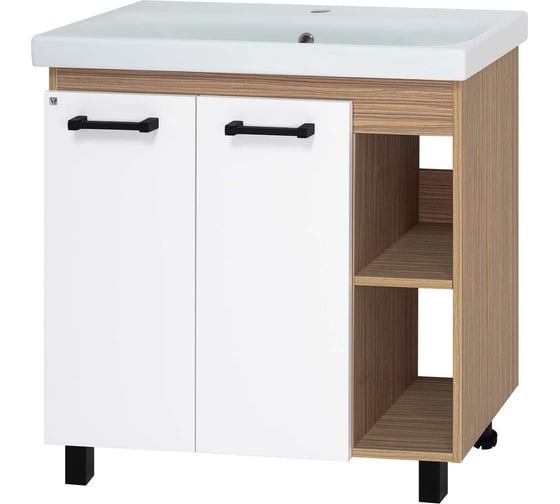 Изображение товара Напольная тумба Misty Крафт - 80, 2 двери (беж. зебрано/бел) ПВХ П-Кра-07080-011