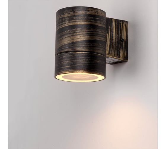 Изображение товара Cадово-парковый фасадный светильник General Lighting Systems одинарный GX53, 116х140х90мм, металл, черно-золотой IP65 GWL-GX53-M-IP65 661134