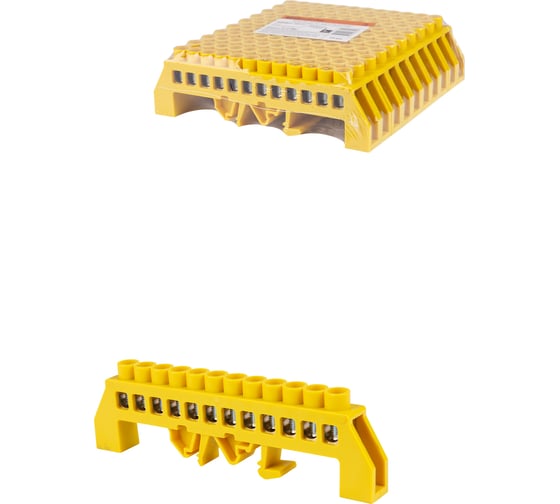 Изображение товара Шина PE земля TDM ELECTRIC в желтом изоляторе на DIN-рейку 8x12мм 12 групп SQ0801-0217
