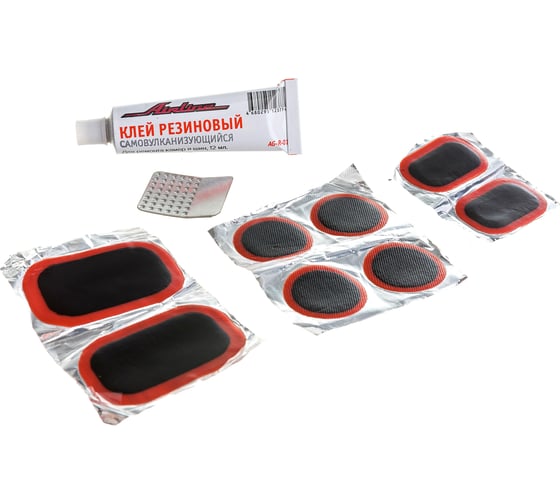 Изображение товара Набор для ремонта камер AIRLINE заплатки 25x25/52x32/35x24 см, н/ж бумага, клей-активатор ATRK-6