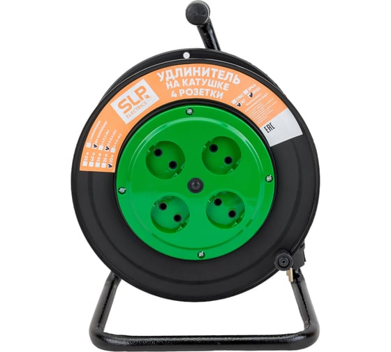Изображение товара Силовой морозостойкий удлинитель на катушке SVET 20м/4роз. б/з(КГ 2x1), 10А, 2500Вт УХ-10-4-20-К КГ 2x1 3111-10001