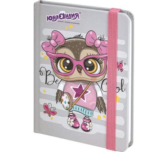 Изображение товара Блокнот ЮНЛАНДИЯ Совушка МАЛЫЙ ФОРМАТ с резинкой, в клетку, 96 л, А6, 109x148, твердая обложка 113743