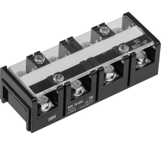 Изображение товара Блок зажимов IEK БЗН ТС-604 16 мм2 60A 4 пары YZN42-04-016-K02