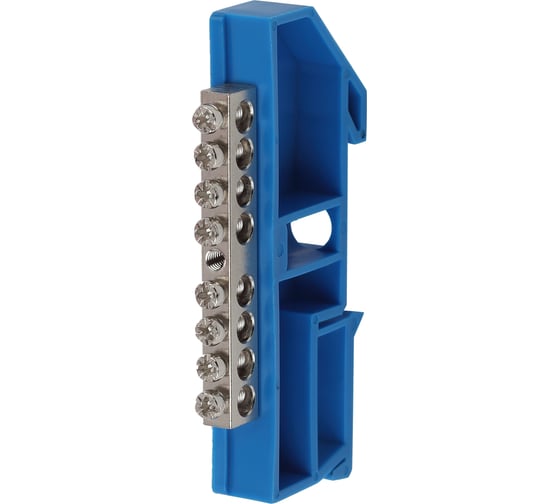 Изображение товара Шина ЭРА N NO-222-85-1 Ноль на DIN-изоляторе ШНИ-6x9-8 никелированная Д-Синий, Б0044134