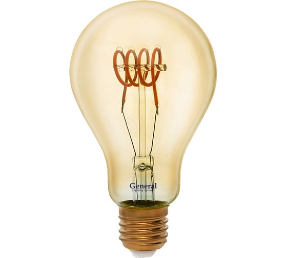 Изображение товара Светодиодная лампа General Lighting Systems Филамент прозрачный золотой E27 6Вт 350Лм 1800К Теплый белый свет Груша GLDEN-A75SS-6-230-E27-1800 661014
