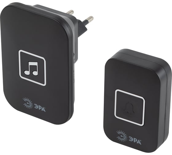 Изображение товара Дверной звонок ЭРА С97 беспроводной, от сети, черный, 60 мелодий Б0054086