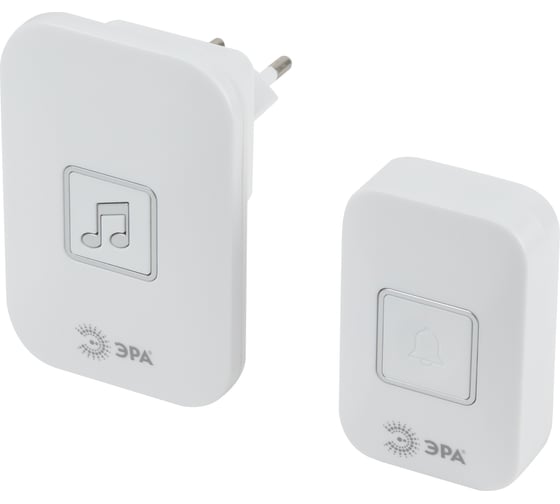 Изображение товара Дверной звонок ЭРА C98 беспроводной, от сети, белый, 60 мелодий Б0054089