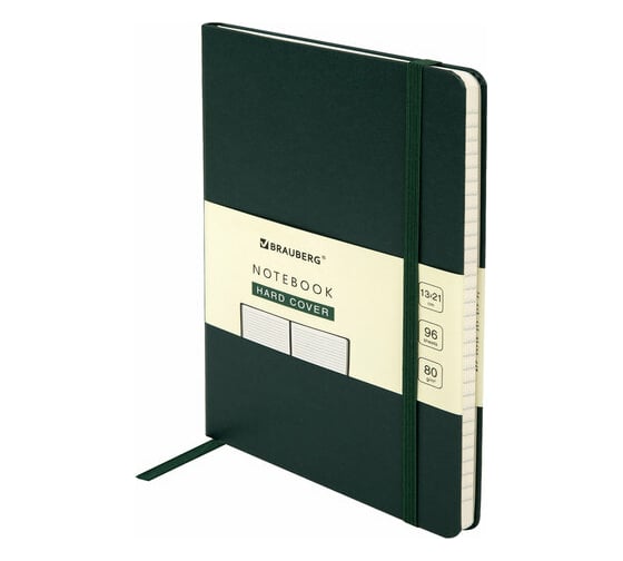 Изображение товара Блокнот BRAUBERG ULTRA А5 130x210 мм, балакрон, 80 г/м2, 96 листов, линия, темно-зеленый 113047