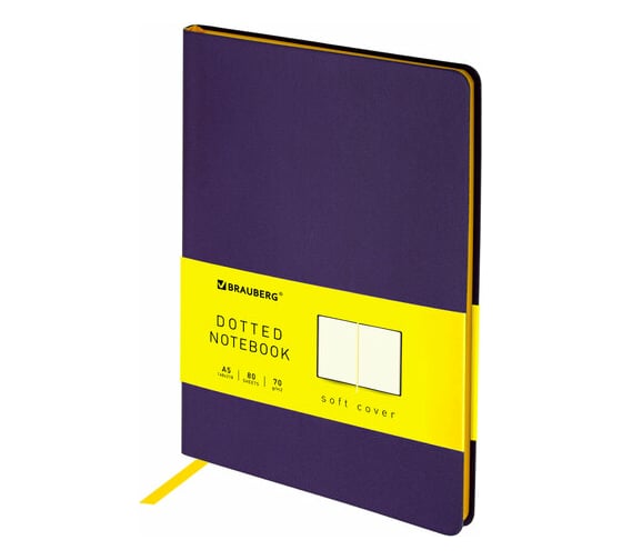 Изображение товара Блокнот BRAUBERG Metropolis Mix А5 148x218 мм, под кожу, 80 листов, в точку, сиреневый 113315