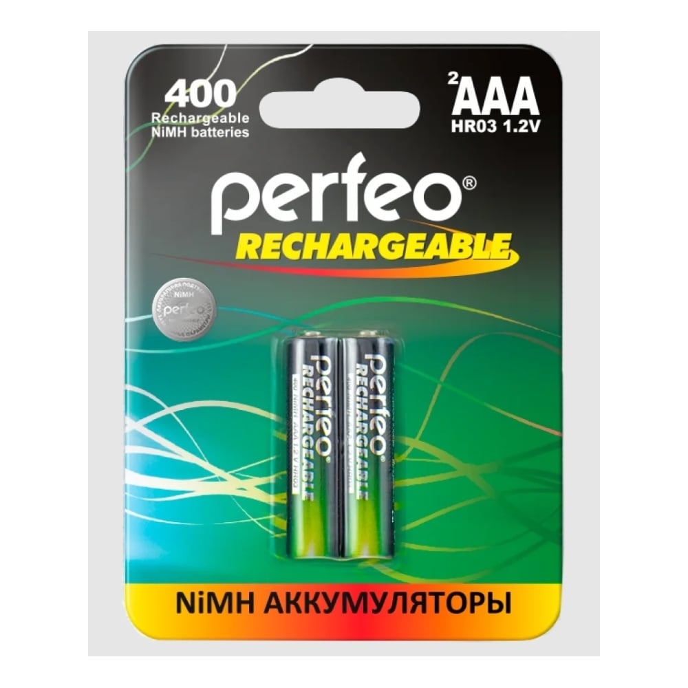 Изображение товара Аккумулятор Perfeo AAA 400mAh Ni-Mh 2 шт размеры моделям R03 LR03
