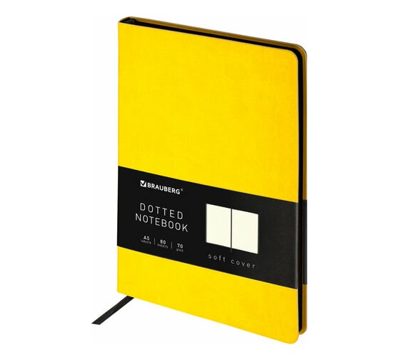 Изображение товара Блокнот BRAUBERG Metropolis Mix А5 148x218 мм, под кожу, 80 листов, в точку, желтый 113316