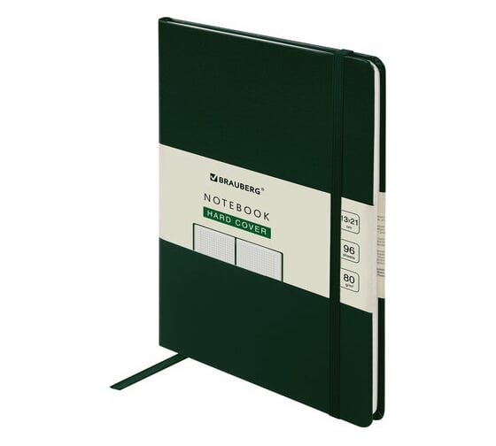 Изображение товара Блокнот BRAUBERG ULTRA А5 130x210 мм, балакрон, 80 г/м2, 96 листов, клетка, темно-зеленый 113035