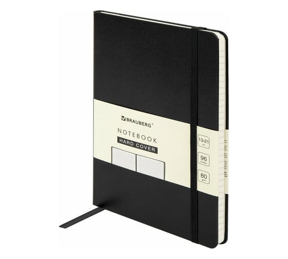 Изображение товара Блокнот BRAUBERG ULTRA А5 130x210 мм, балакрон, 80 г/м2, 96 листов, линия, черный 113044