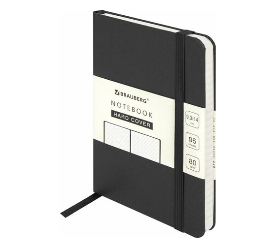 Изображение товара Блокнот BRAUBERG ULTRA малый формат 96x140 мм А6, балакрон, 80 г/м2, 96 листов, линия, черный 113056