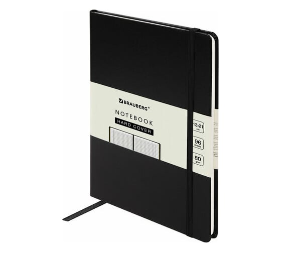 Изображение товара Блокнот BRAUBERG ULTRA А5 130x210 мм, балакрон, 80 г/м2, 96 листов, клетка, черный 113032