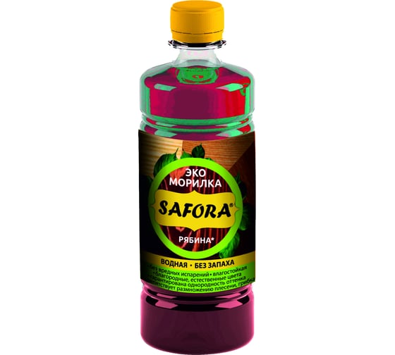Изображение товара Морилка для дерева SAFORA водная, рябина, 500 мл 006