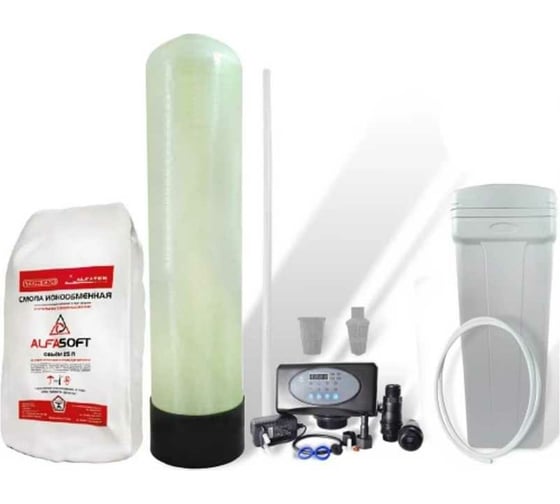Изображение товара Фильтр колонна Аурус с регенерацией для умягчения воды от жесткости, комплексная система очистки для дома, из скважины, колодца, автоматическая, для питьевой воды с засыпкой, полный комплект Аруан-1 31