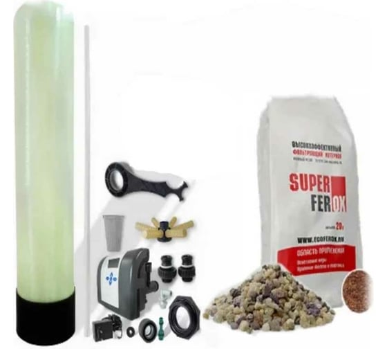 Изображение товара Комплексная система очистки воды Аурус для дома, из скважины, колодца, автоматическая, колонна обезжелезивающая для питьевой воды с засыпкой, полный комплект Аруан-1 29