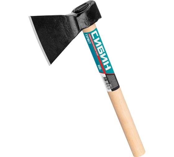 Изображение товара Кованый топор с округлым лезвием СИБИН Турист 390 мм 20673