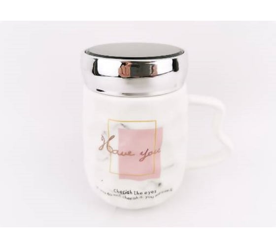 Изображение товара Керамическая кружка Bikson 400 мл с зеркальной крышкой ТП16009