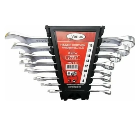 Изображение товара Набор комбинированных ключей Venus углеродистая сталь, хром, 8 шт. KGKset8Carbon