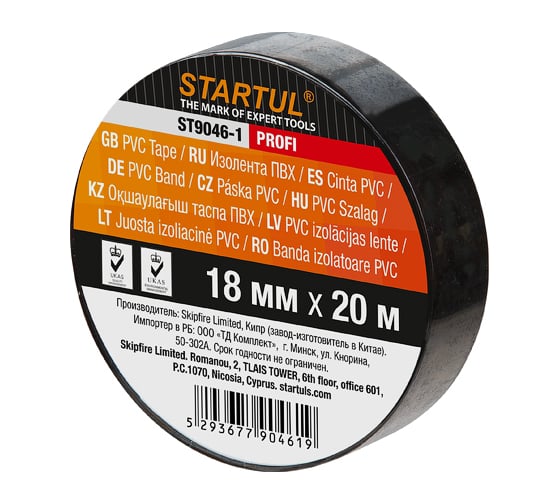 Изображение товара Изолента ПВХ STARTUL 18 мм 20 м черная Profi ST9046-1