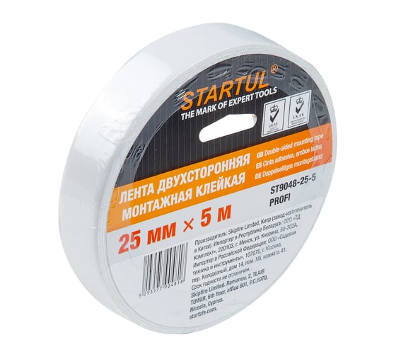Изображение товара Двухсторонняя монтажная клейкая лента STARTUL 25 мм 5 м Profi ST9048-25-5