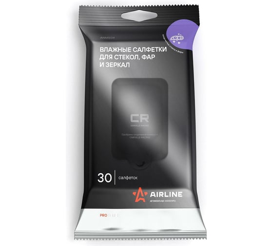 Изображение товара Влажные салфетки для стекол, фар и зеркал Airline PRO 30 шт. ANMS04
