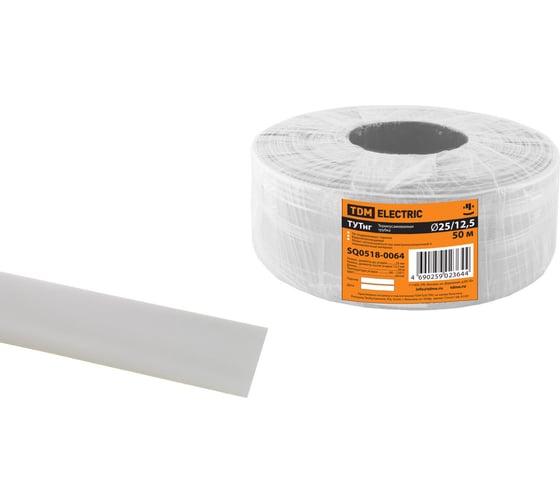 Изображение товара Термоусаживаемая трубка TDM ELECTRIC ТУТнг 25/12,5 белая (50 м/ролл) SQ0518-0064