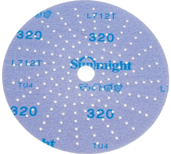 Изображение товара Шлифовальный круг CERAMIC L712T 150 мм на липучке с мультипылеотводом, P320, 5 шт Sunmight 76514R